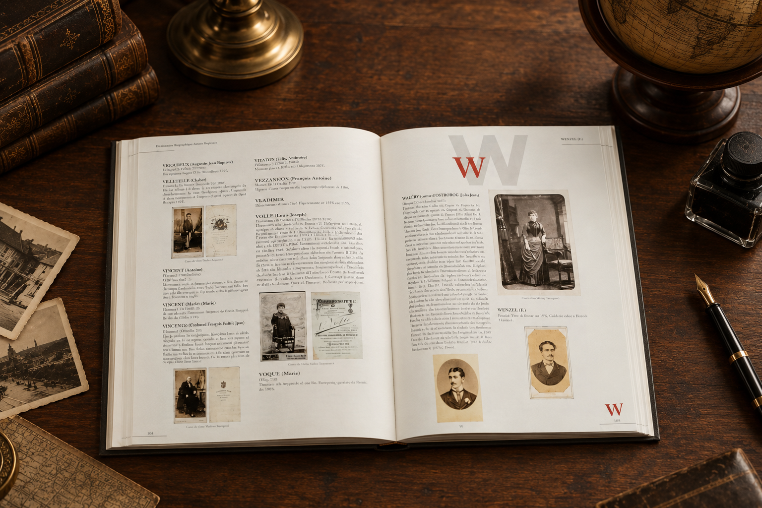 Le livre ouvert sur une double page de notices